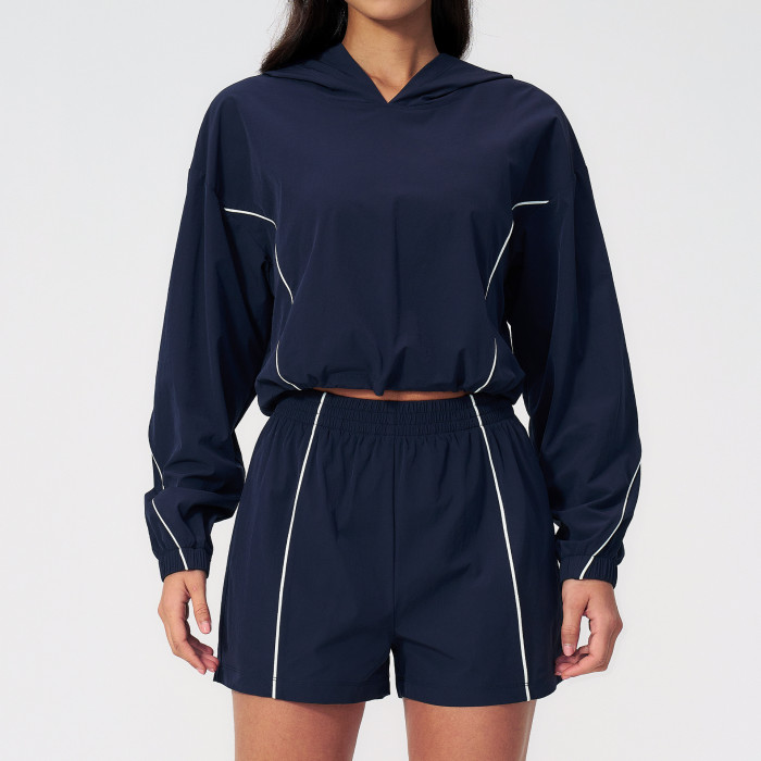 Custom Yoga Sets|Wholesale Women's Color-Block Outdoor Casual Sports Sun-Protection Clothing Set