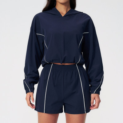 Custom Yoga Sets|Wholesale Women's Color-Block Outdoor Casual Sports Sun-Protection Clothing Set