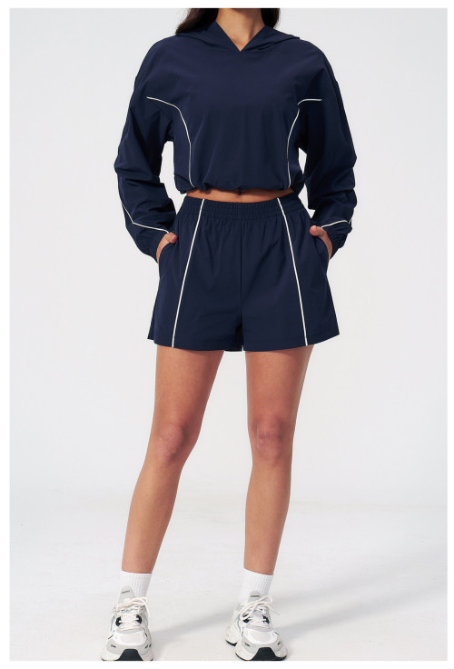 Custom Yoga Sets|Wholesale Women's Color-Block Outdoor Casual Sports Sun-Protection Clothing Set