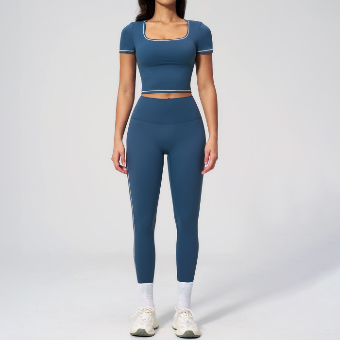 Custom Yoga Sets|Wholesale Yoga Set Slim-Fit Midriff-Baring High-Stretch Butt-Lifting Quick-Dry