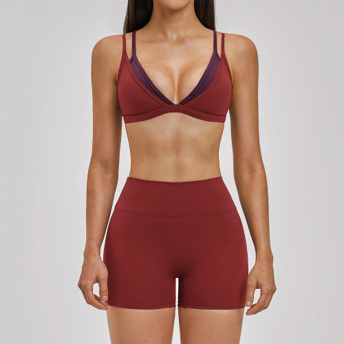 Custom Yoga Sets|Wholesale Wire-free sports set with thin, "naked-feel" triangle-cup bra