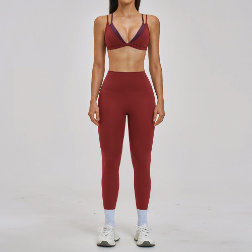 Custom Yoga Sets|Wholesale Faux-layered spaghetti strap activewear set – casual running style