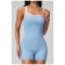 Custom jumpsuits|Wholesale Square-neck, open-back yoga bodysuit with shorts