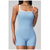Custom jumpsuits|Wholesale Square-neck, open-back yoga bodysuit with shorts
