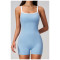 Custom jumpsuits|Wholesale Square-neck, open-back yoga bodysuit with shorts