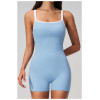Custom jumpsuits|Wholesale Square-neck, open-back yoga bodysuit with shorts