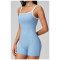 Custom jumpsuits|Wholesale Square-neck, open-back yoga bodysuit with shorts