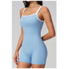 Custom jumpsuits|Wholesale Square-neck, open-back yoga bodysuit with shorts