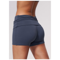 Custom Sports Shorts|High-Waisted Fold-Over Yoga Shorts – Butt-Lifting Draping Fit Quick-Drying