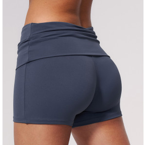 Custom Sports Shorts|High-Waisted Fold-Over Yoga Shorts – Butt-Lifting Draping Fit Quick-Drying