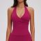 Custom Yoga Vest|Wholesale Form-fitting halter-neck yoga tank top with a brushed finish  outdoor