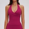 Custom Yoga Vest|Wholesale Form-fitting halter-neck yoga tank top with a brushed finish outdoor