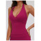 Custom Yoga Vest|Wholesale Form-fitting halter-neck yoga tank top with a brushed finish  outdoor