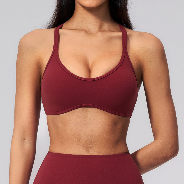 Custom Yoga bra|Wholesale V-Neck Crisscross-Back Sports Bra–Suitable for Pilates Yoga or Outerwear
