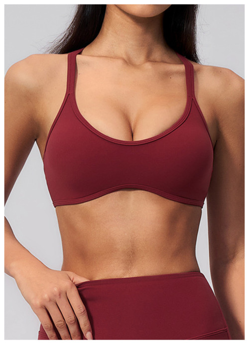 Custom Yoga bra|Wholesale V-Neck Crisscross-Back Sports Bra–Suitable for Pilates Yoga or Outerwear