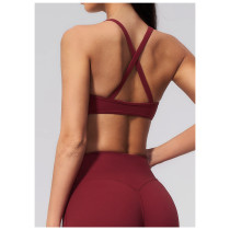 Custom Yoga bra|Wholesale V-Neck Crisscross-Back Sports Bra–Suitable for Pilates Yoga or Outerwear