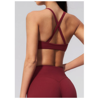 Custom Yoga bra|Wholesale V-Neck Crisscross-Back Sports Bra–Suitable for Pilates Yoga or Outerwear