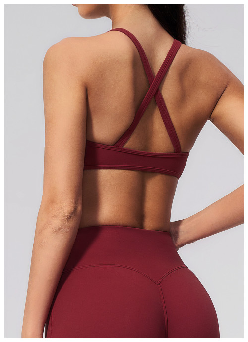 Custom Yoga bra|Wholesale V-Neck Crisscross-Back Sports Bra–Suitable for Pilates Yoga or Outerwear