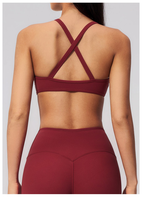 Custom Yoga bra|Wholesale V-Neck Crisscross-Back Sports Bra–Suitable for Pilates Yoga or Outerwear