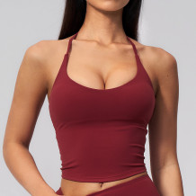 Custom Yoga Vest|Wholesale Halter-neck V-neck yoga tank top with strappy back–slim-fit for fitness