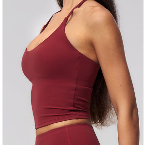 Custom Yoga Vest|Wholesale Halter-neck V-neck yoga tank top with strappy back–slim-fit for fitness