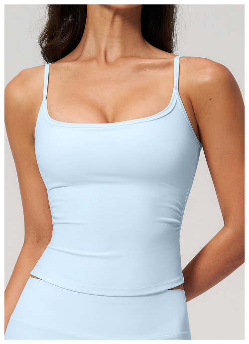 Custom Yoga Vest|Wholesale Yoga Tank Top–Spaghetti Straps Open-Back Design Form-Fitting Quick-Drying