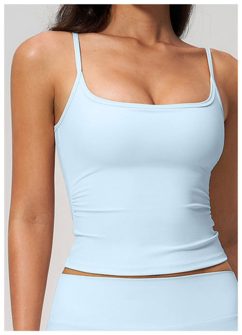 Custom Yoga Vest|Wholesale Yoga Tank Top–Spaghetti Straps Open-Back Design Form-Fitting Quick-Drying
