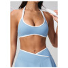 Custom Yoga bra|Wholesale Halter-neck seamless sports bra with a beautiful back design for fitness