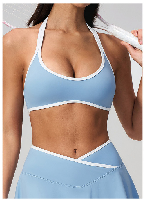 Custom Yoga bra|Wholesale Halter-neck seamless sports bra with a beautiful back design for fitness