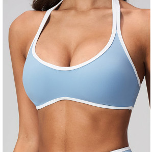 Custom Yoga bra|Wholesale Halter-neck seamless sports bra with a beautiful back design for fitness