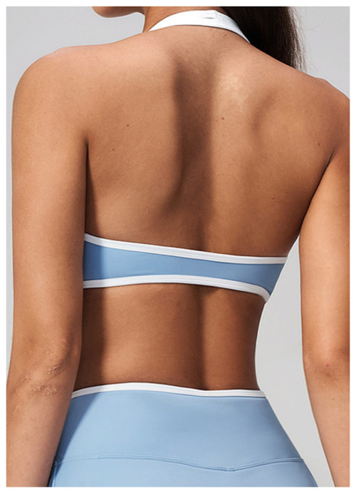Custom Yoga bra|Wholesale Halter-neck seamless sports bra with a beautiful back design for fitness