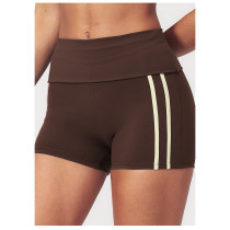 Custom Sports Shorts|High-waisted, tight-fitting athletic shorts with a fold-over waistband