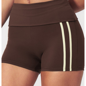 Custom Sports Shorts|High-waisted, tight-fitting athletic shorts with a fold-over waistband