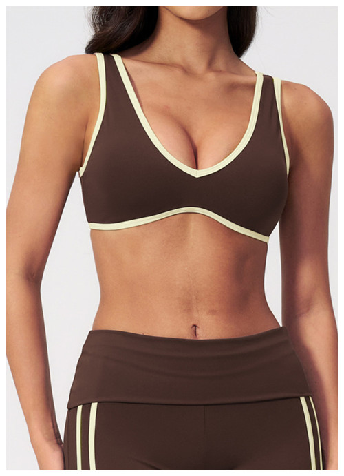 Custom Yoga bra|Wholesale Quick-dry yoga sports bra with a stylish back design and color-block