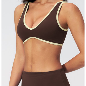 Custom Yoga bra|Wholesale Quick-dry yoga sports bra with a stylish back design and color-block