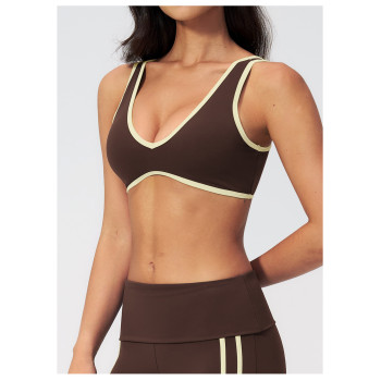 Custom Yoga bra|Wholesale Quick-dry yoga sports bra with a stylish back design and color-block