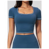 Custom yoga tops | Wholesale Yoga Crop Top–Quick-Drying Color-Block Fitted Athletic Wear