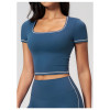Custom yoga tops | Wholesale Yoga Crop Top–Quick-Drying Color-Block Fitted Athletic Wear