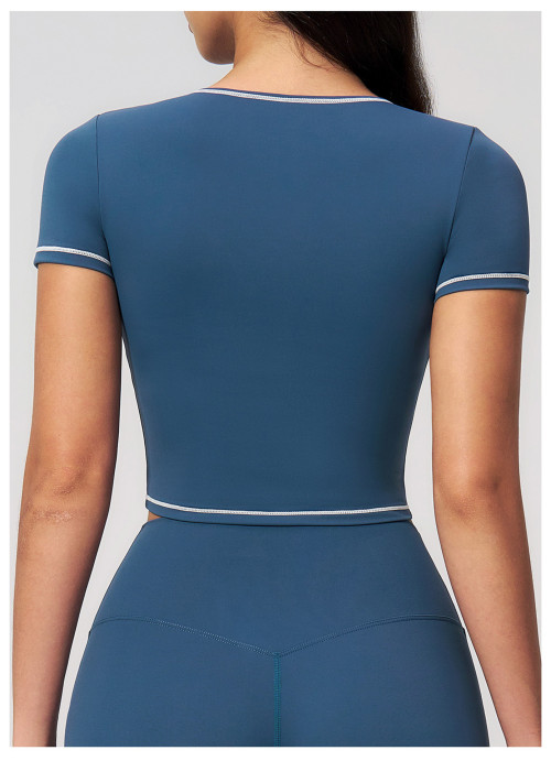 Custom yoga tops | Wholesale Yoga Crop Top–Quick-Drying Color-Block Fitted Athletic Wear