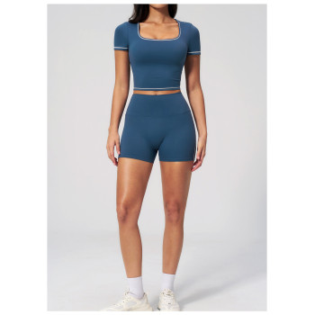 Custom Sports Shorts|High-waisted, stretchy tight-fitting athletic shorts with fold-over waistband