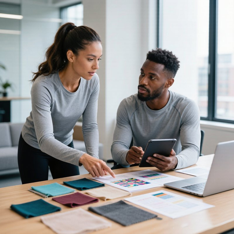Brand owner reviewing manufacturing options with consultant