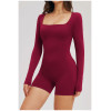 Custom jumpsuits|Wholesale Nude-feel bodysuit with hollowed-out back tight-fitting fitness wear