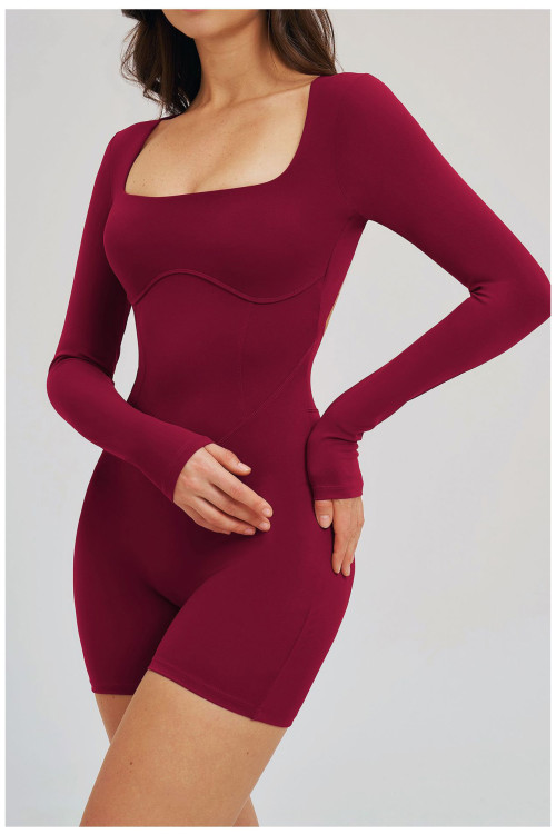 Custom jumpsuits|Wholesale Nude-feel bodysuit with hollowed-out back tight-fitting fitness wear