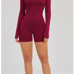 Custom jumpsuits|Wholesale Nude-feel bodysuit with hollowed-out back tight-fitting fitness wear