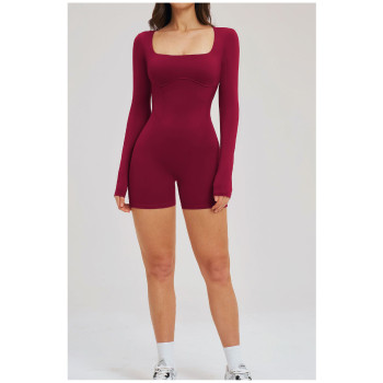 Custom jumpsuits|Wholesale Nude-feel bodysuit with hollowed-out back tight-fitting fitness wear