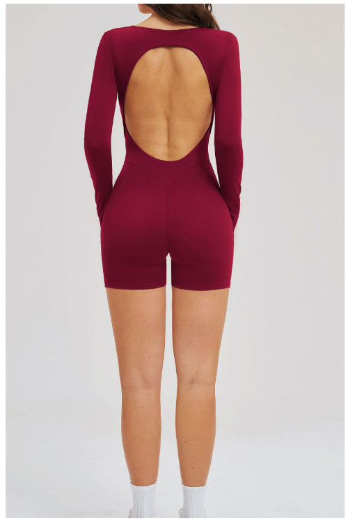 Custom jumpsuits|Wholesale Nude-feel bodysuit with hollowed-out back tight-fitting fitness wear