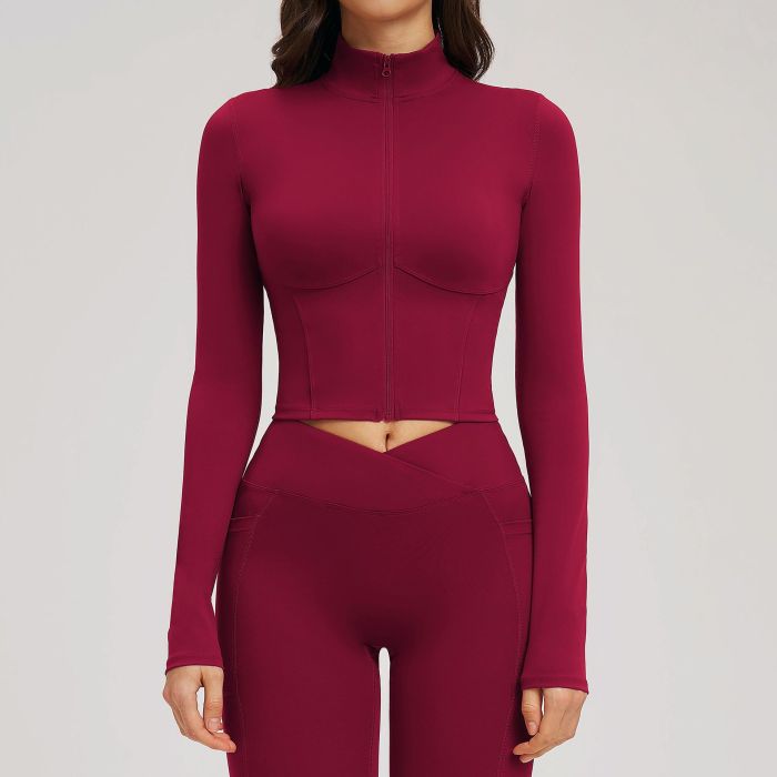 Custom Yoga Jackets | Wholesale Yoga jacket with stand-up collar fitted and stylish for outdoor
