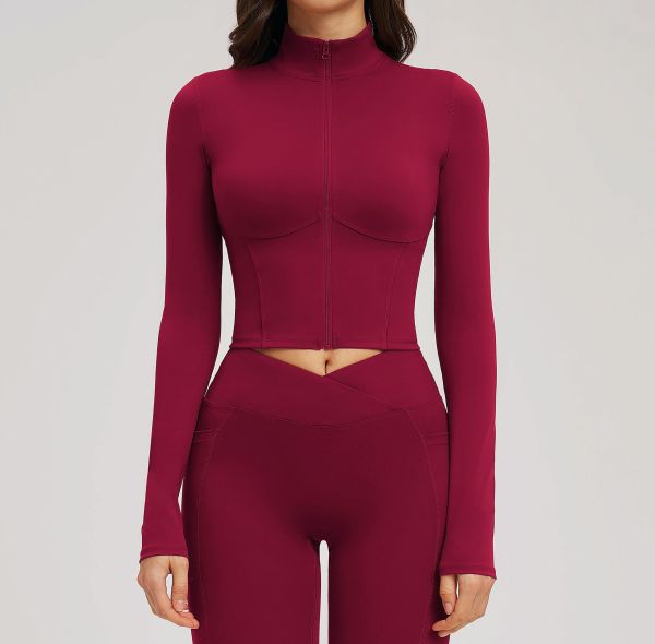 Custom Yoga Jackets | Wholesale Yoga jacket with stand-up collar fitted and stylish for outdoor