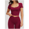 Custom yoga tops | Wholesale Women's Short-Sleeve Yoga Top – Wide Neck Suitable for Outdoor Running