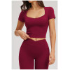 Custom yoga tops | Wholesale Women's Short-Sleeve Yoga Top – Wide Neck Suitable for Outdoor Running